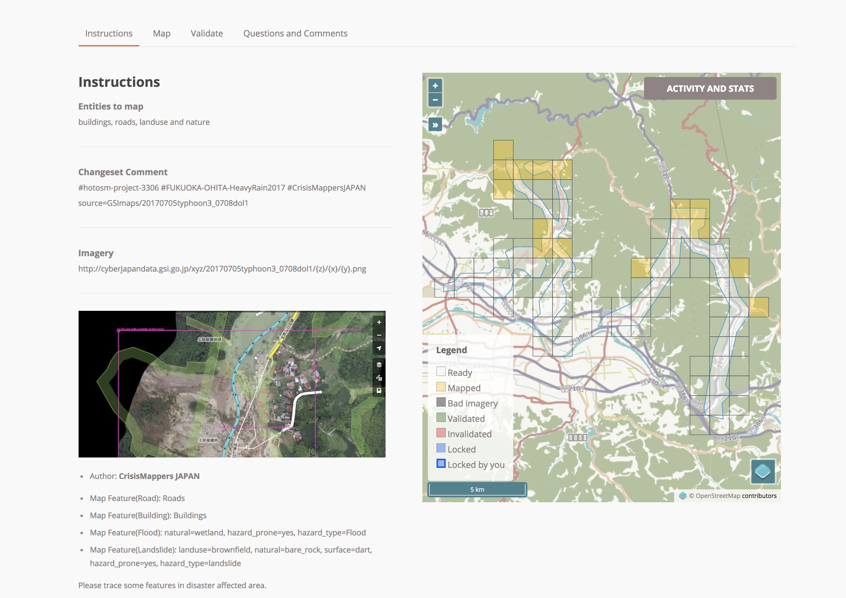 æåå¸å¨è¾ºçºç½å¾åç³æµã»æ´ªæ°´ã¨ãªã¢ãããã³ã°(https://tasks.hotosm.org/project/3306)