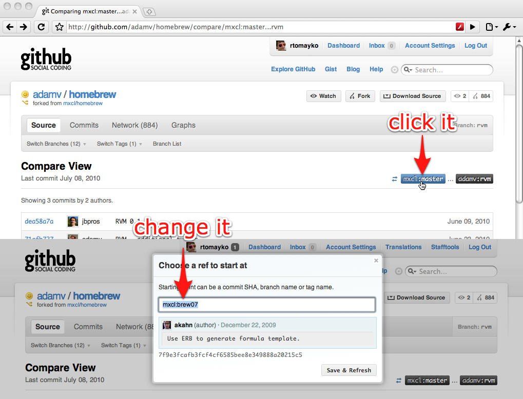 example fo switching the starting point