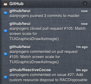 GitHub for Mac in the Notification Center