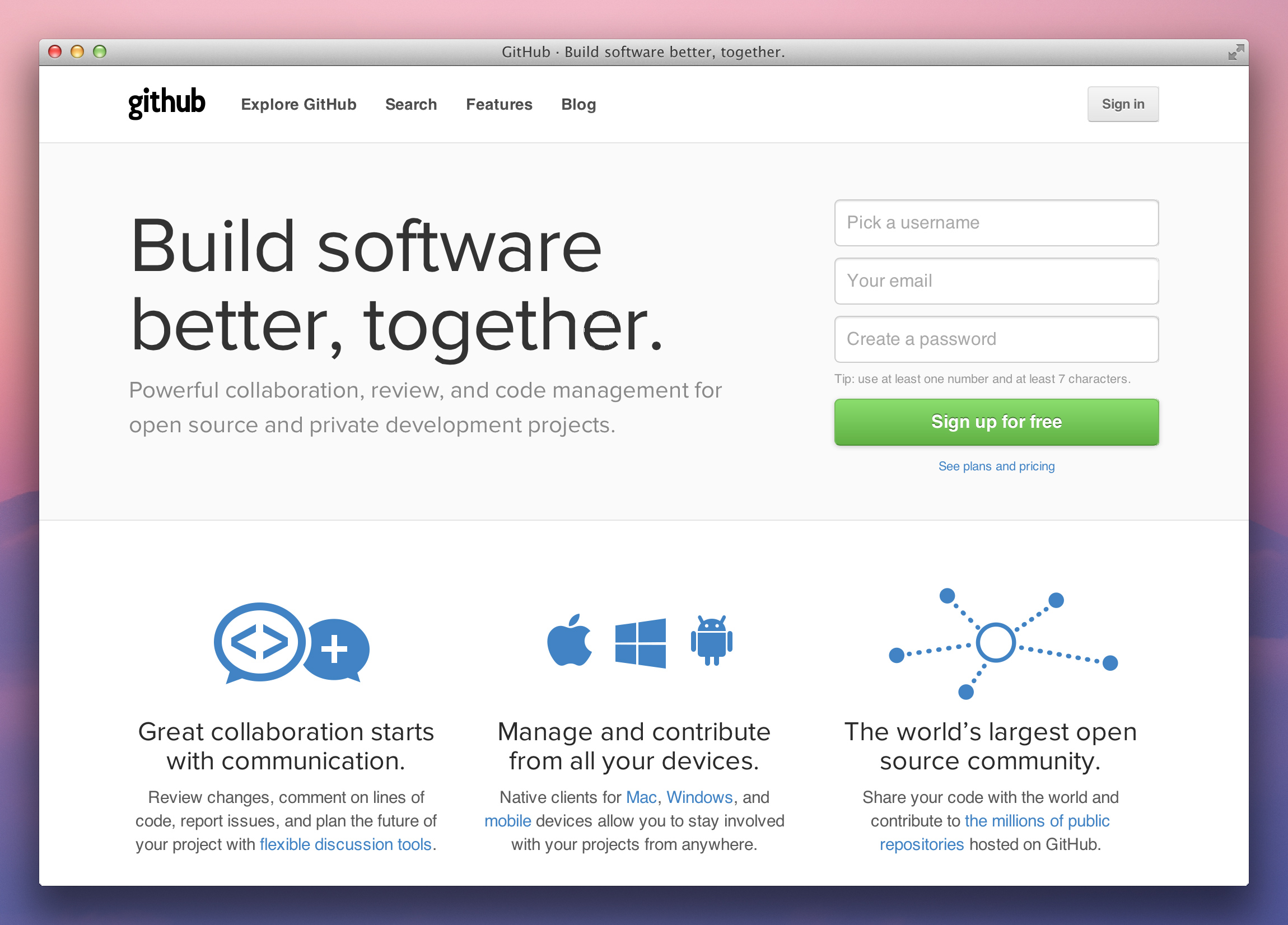 New GitHub homepage