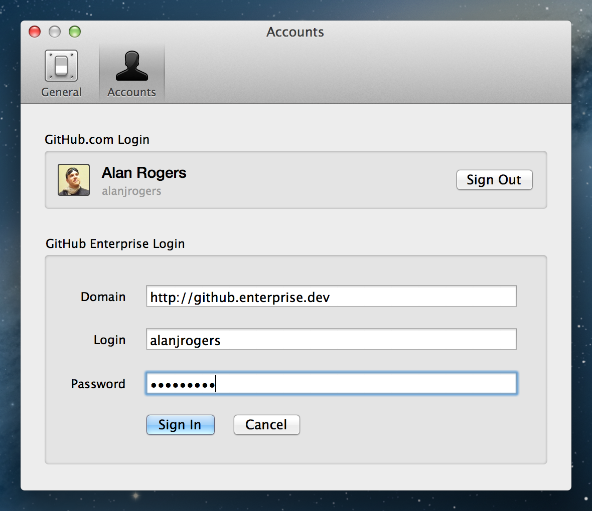 Enterprise login form