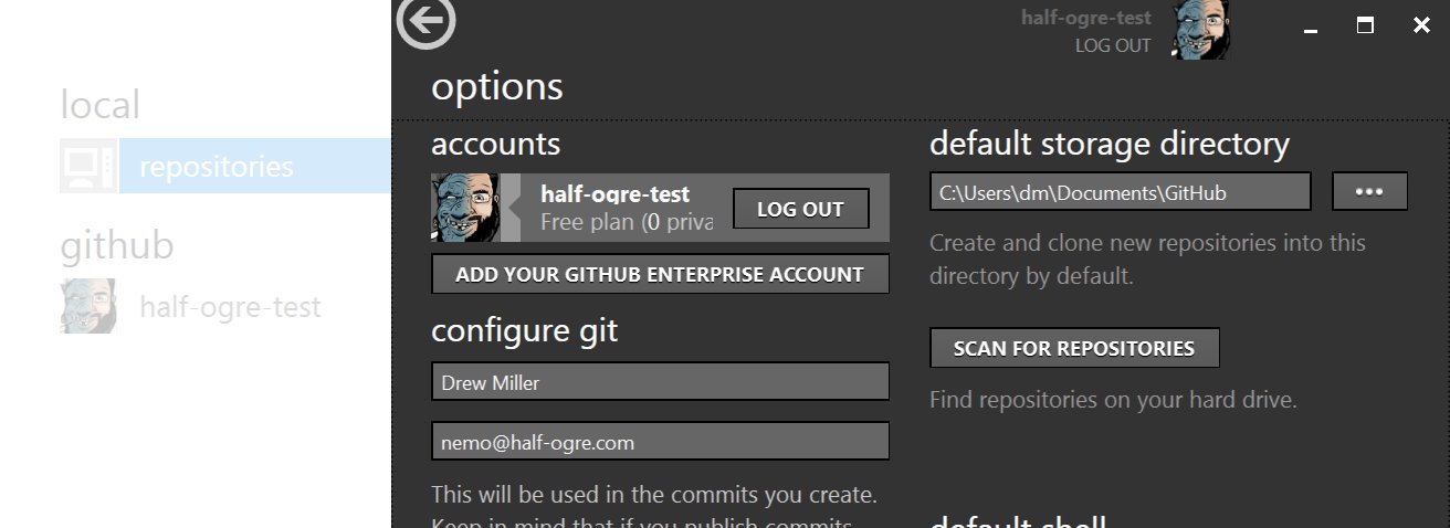 options view with GitHub Enterprise login button