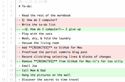 Animated gif of GitHub for Mac single line/block selection