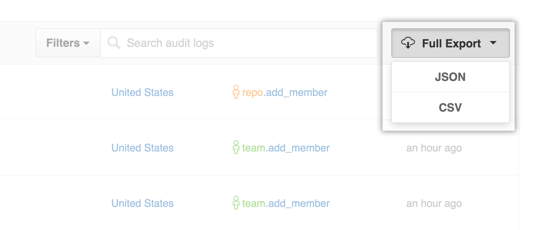 Audit log export