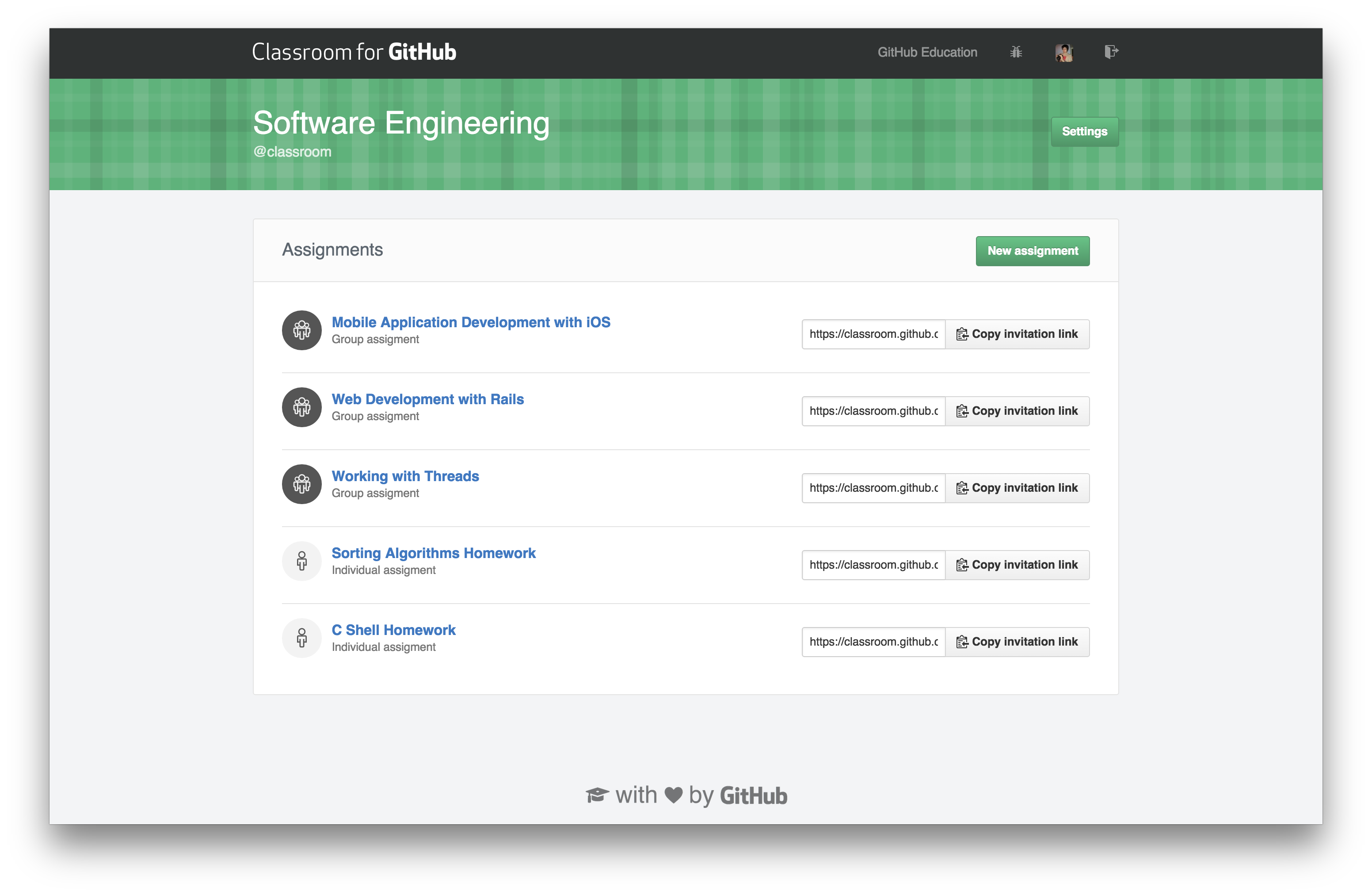 Classroom for GitHub screenshot