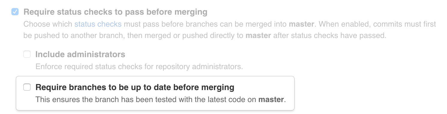 Toggle whether a branch has to be up to date with a protected branch