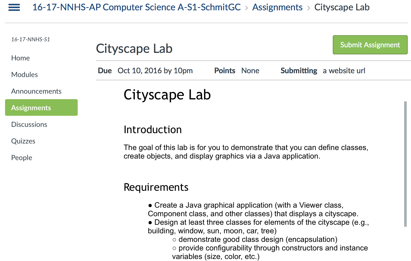 Cityscape Lab from Schmitâ€™s course