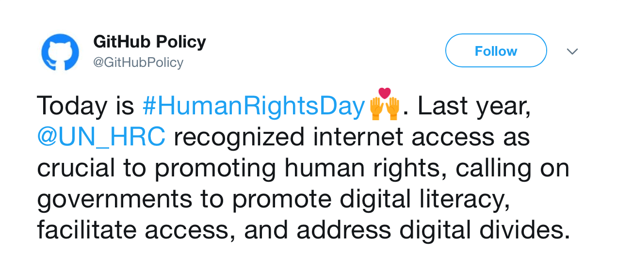 Tweet from GitHub Policy