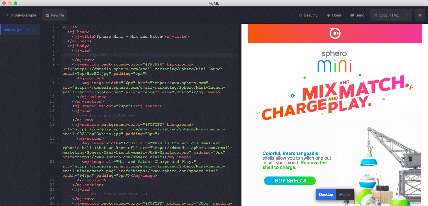 MJML screenshot