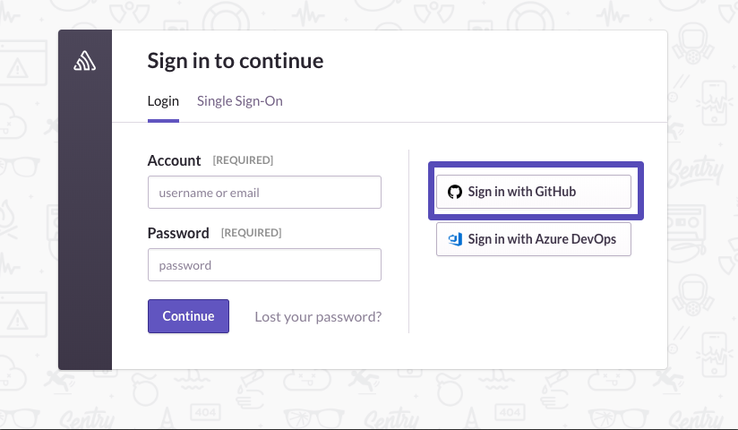 Sign in with GitHub option