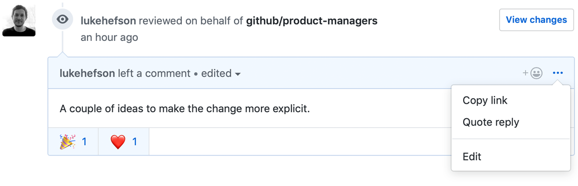 pull request review screenshot