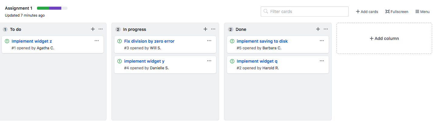 Project boards keep you organized with assigned tasks and status details.