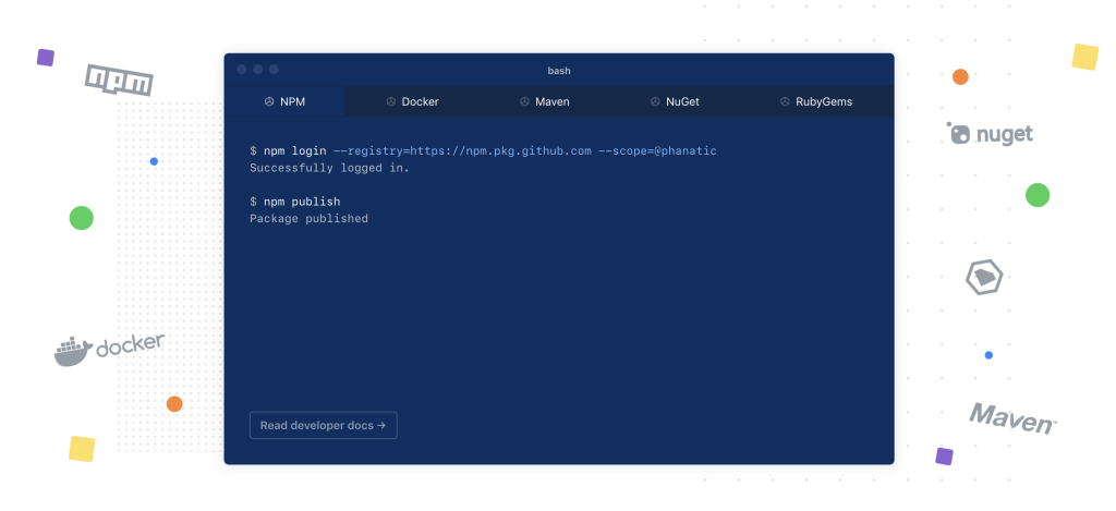 View of terminal commands to packages