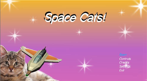 A screenshot of the Space Cats! main menu