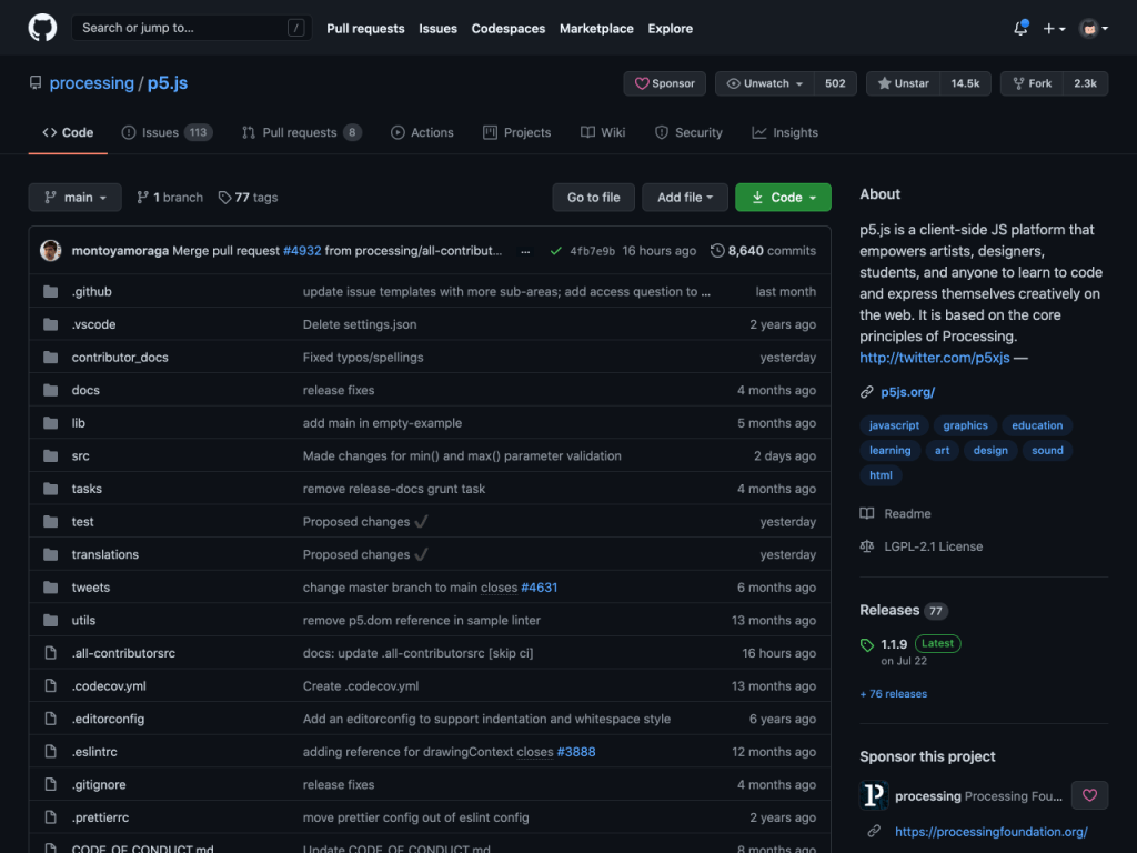 Screenshot showing new GitHub Dark Mode