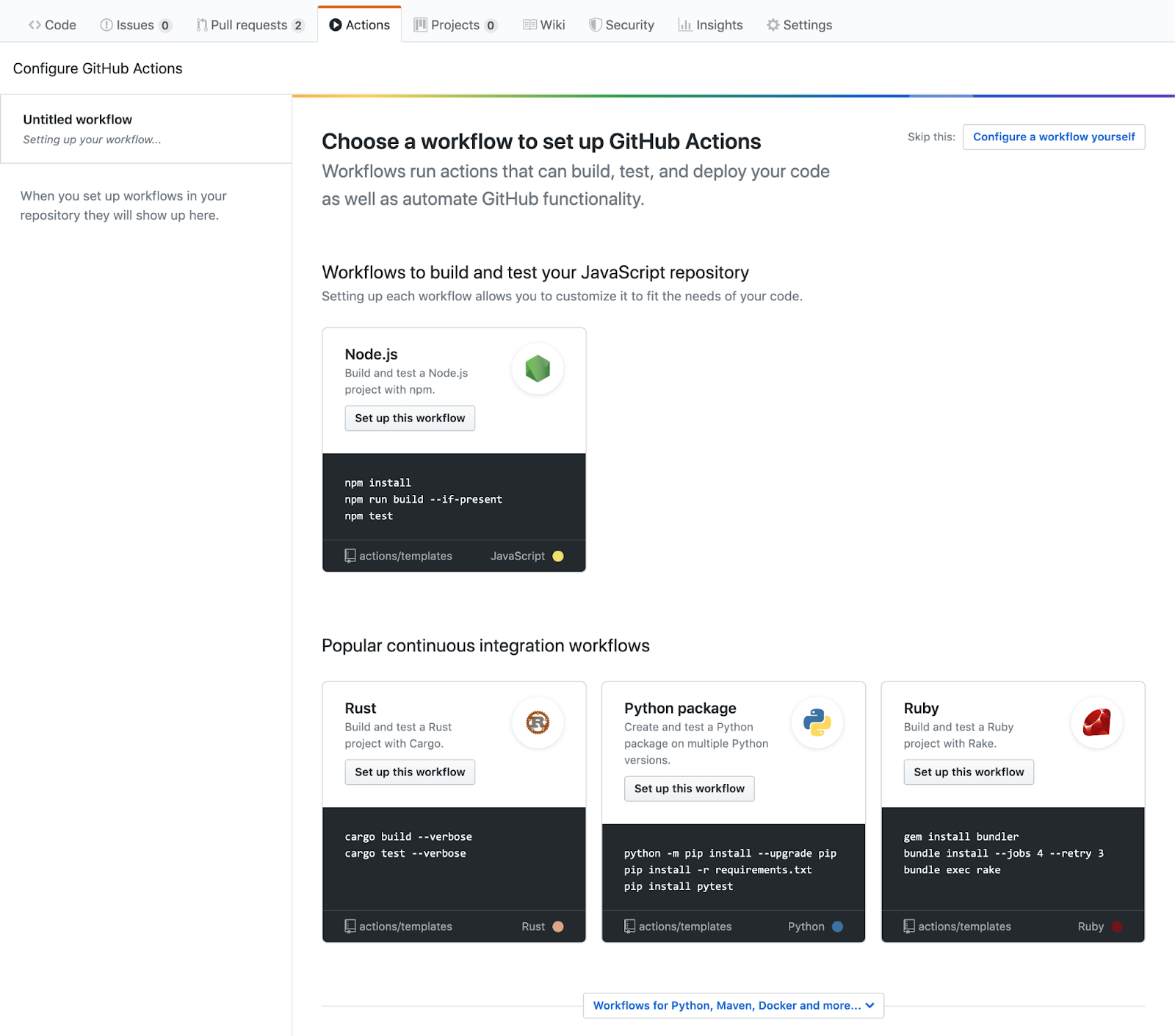 Screenshot of continuous integration pipeline