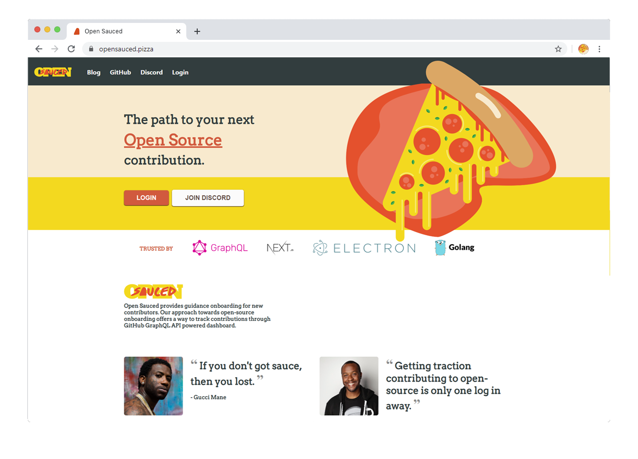 screenshot of www.opensauced.pizza