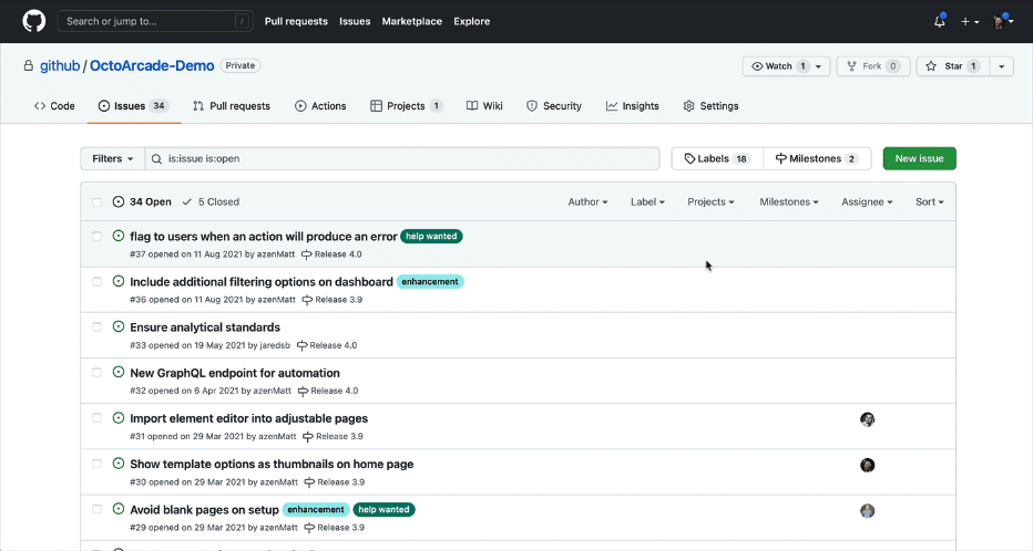 filtering for a project