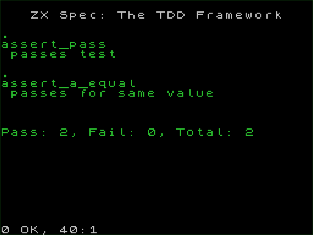 Screenshot showing passing and failing tests.