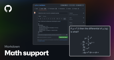 Example screenshot showing math support in markdown