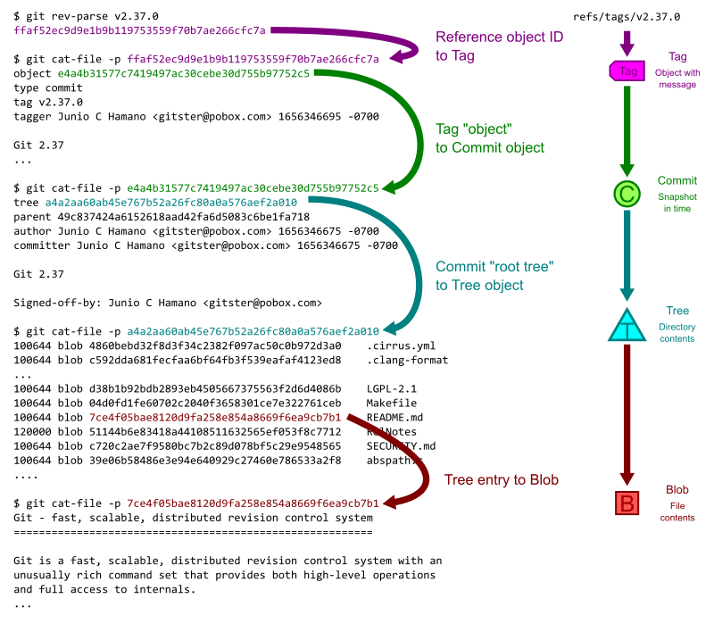 Image displaying hops through the object database in response to a user request.