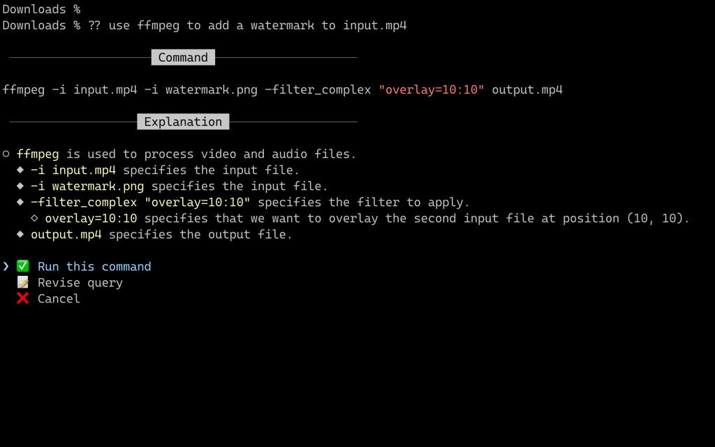 A demo of GitHub Copilot for CLI.