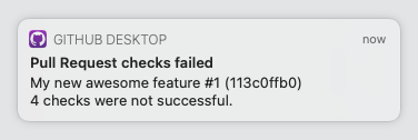 A pull request checks failed notification