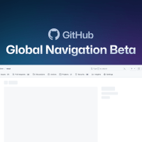 An image titled "GitHub Global Navigation Beta" that shows the top of a GitHub webpage that has the new navigation UI.