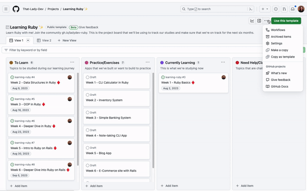 making a copy of the project and updating data