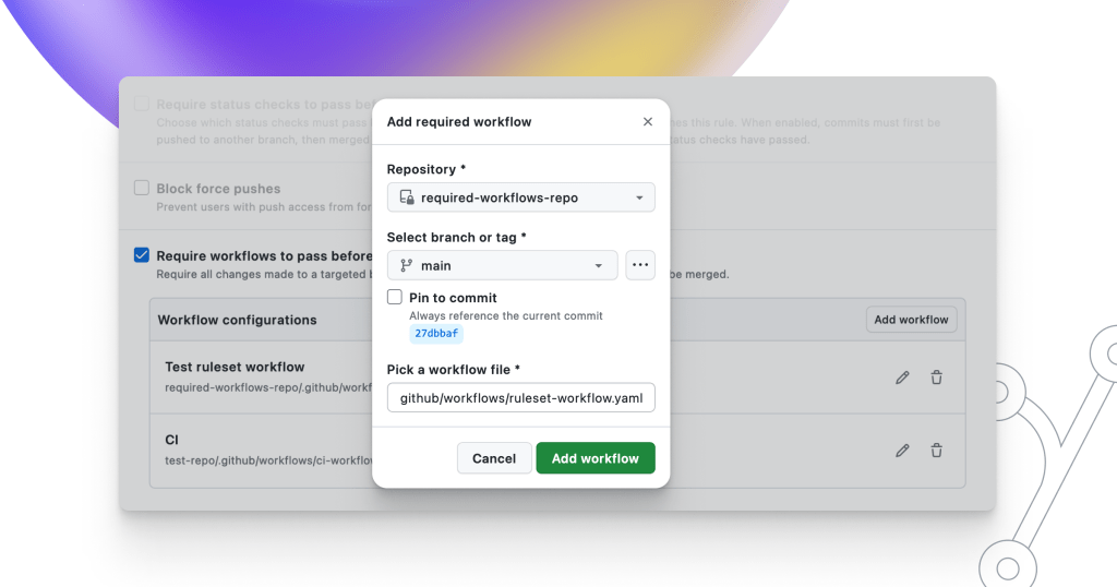 Required workflows with repository ruleset are generally available