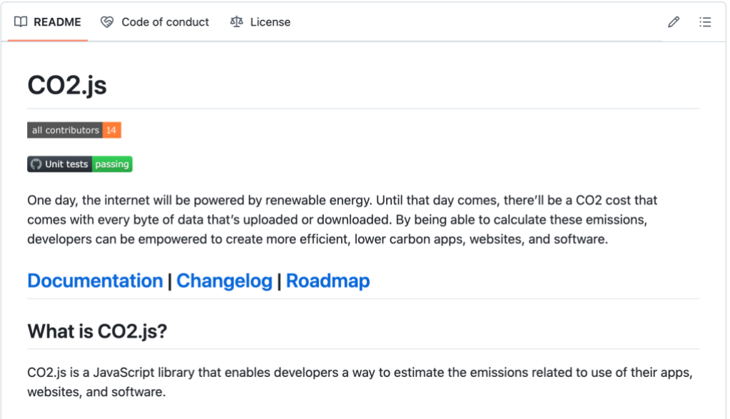 Introduction text in CO2.js’ README from their repository.