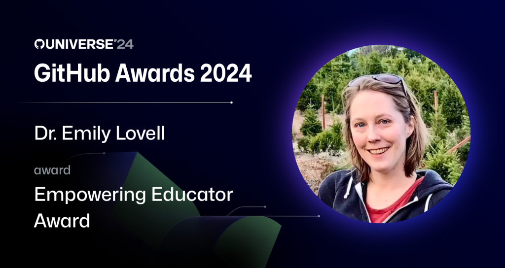Graphic showing winner of Empowering Educator award, Dr. Emily Lovell