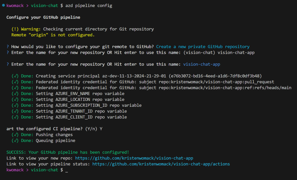Creation of GitHub Actions with azd