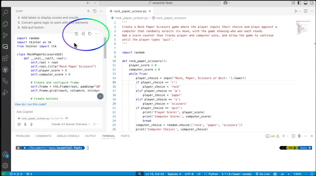Screenshot with the four buttons described above circled