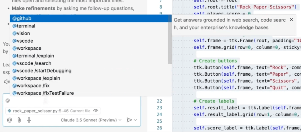 Screenshot showing some of the available chat participants