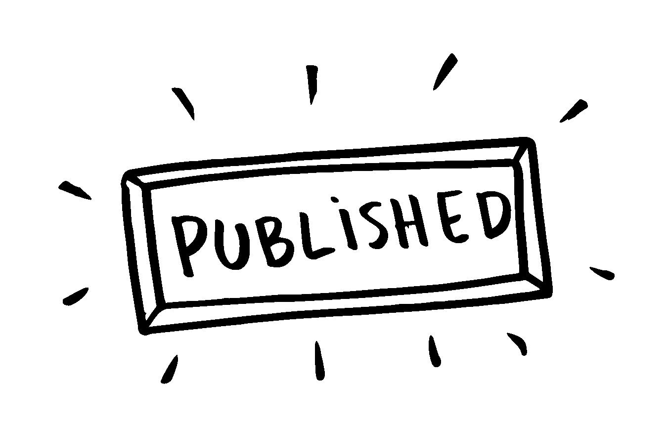 A bold, rectangular stamp with the word 'PUBLISHED,' indicating the completion and release of content.
