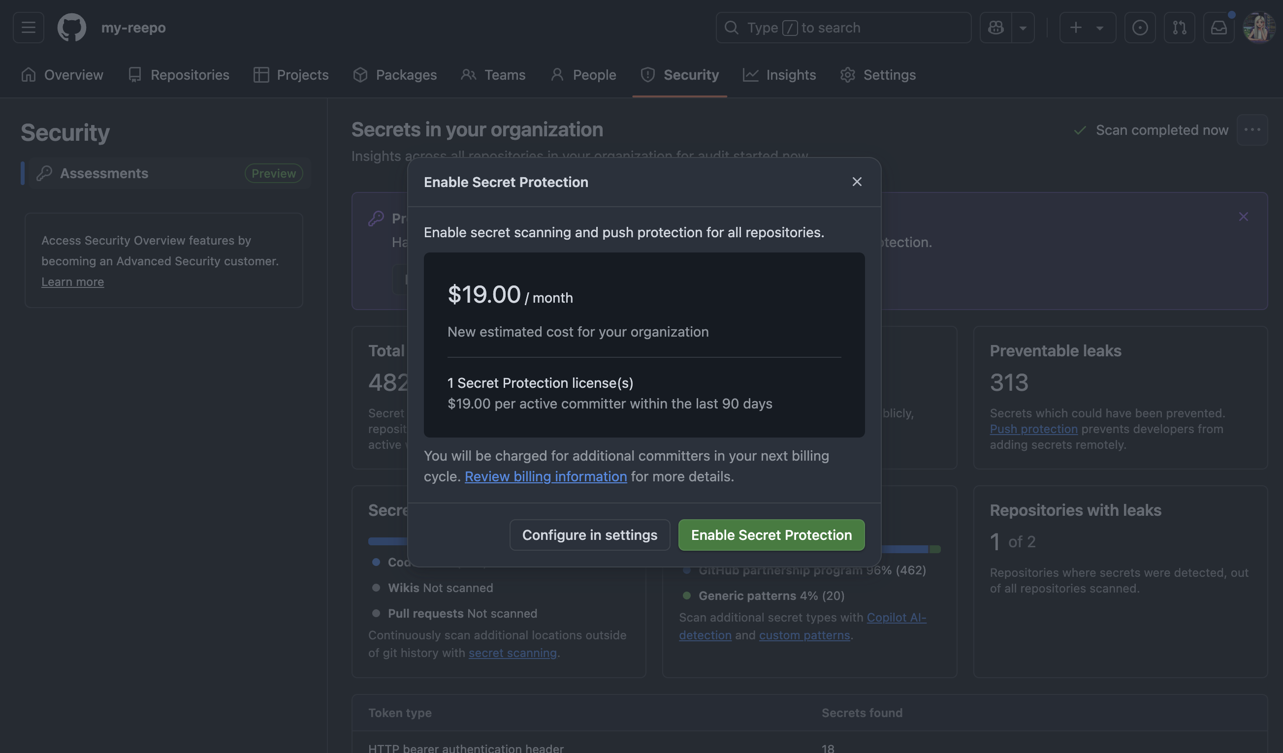 Purchase Secret Protection from your organization's risk assessment