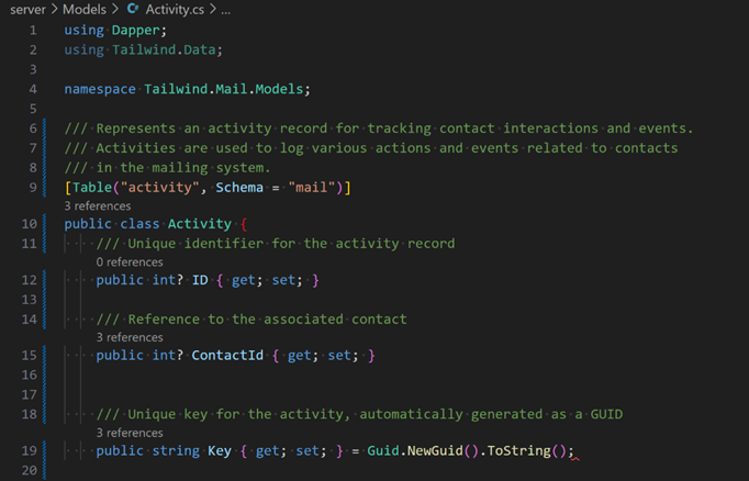 A screen shot of documentation in code.