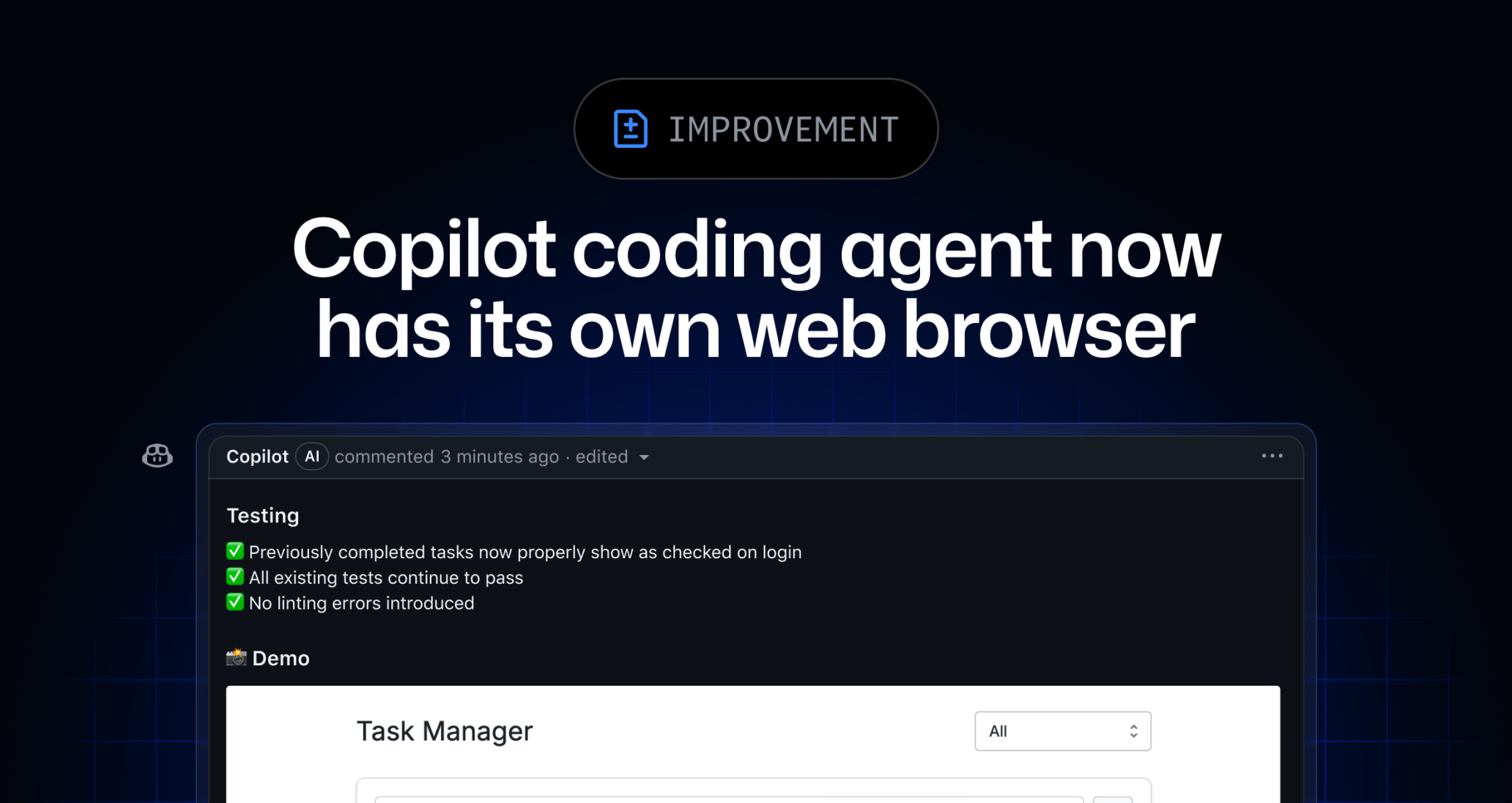 Copilot coding agent now has its own web browser